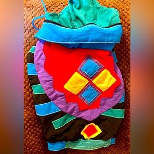Small Colorful 80’s Style Lightweight Dog Jacket, size S/M